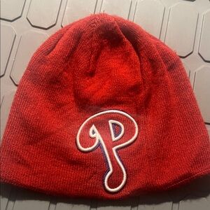 MLB Kids Red Beanie with Embroidered Phillies Logo
